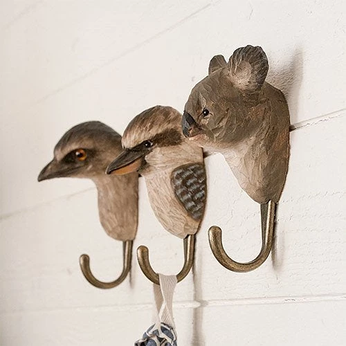 Scout House Homewares Hand Carved Wooden Wall Hook - Kookaburra