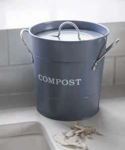 Scout Enamel Compost Bucket Charcoal Homewares