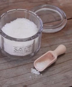 Scout House Homewares Glass Salt Jar With Wooden Scoop