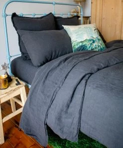 Scout House Scout Portuguese Linen Quilt Cover Set- King - Charcoal