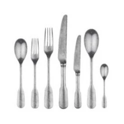 Scout House Gifts Calais 84 Piece Cutlery Set For Twelve - Vintage Satin Finish - Stainless Steel