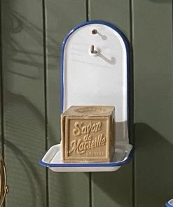 Scout Homewares Classic Crescent Top Enamel Soap Dish With Brass Hook