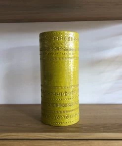 Bitossi Italy Yellow Ceramic Cylinder Vase Gifts