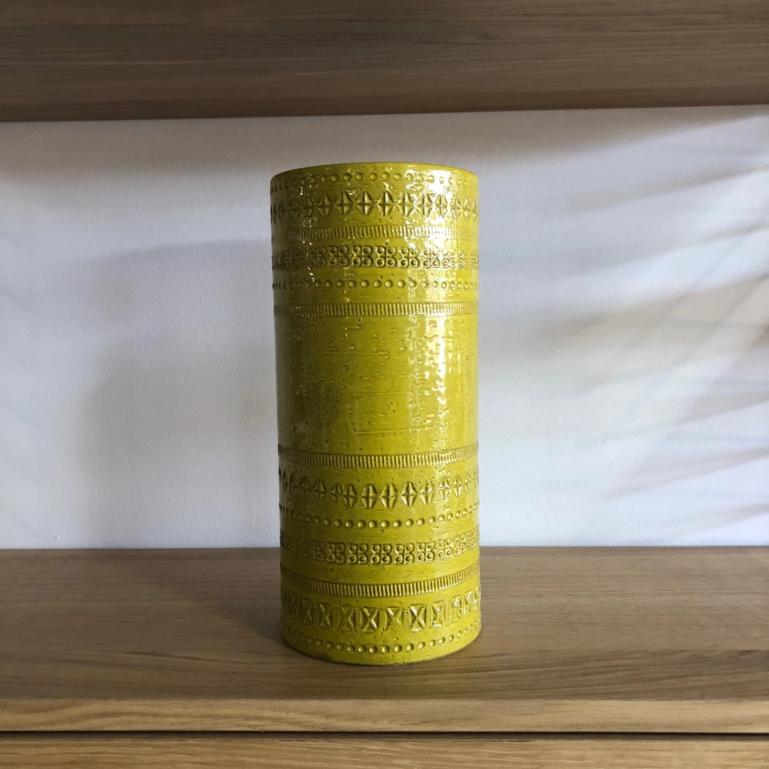 Bitossi Italy Yellow Ceramic Cylinder Vase Gifts