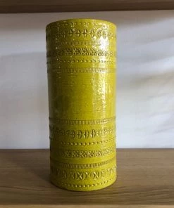 Bitossi Italy Yellow Ceramic Cylinder Vase Gifts