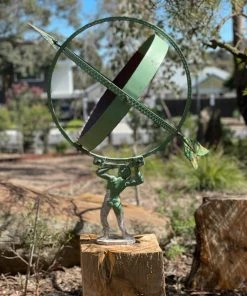 Scout House Vintage Danish Armillary Sphere Sculpture/ Sun Dial Green- Mint Condition