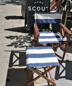 Scout Classic Directors Chair In Les Toiles Du Soleil -NAVY AND WHITE BROAD STRIPE Furniture