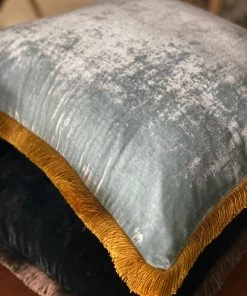Scout House Luxury Silk Velvet Cushion Sky Light With Gold Fringe- 55cm Square Gifts
