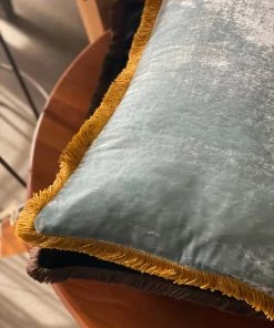 Scout House Luxury Silk Velvet Cushion Sky Light With Gold Fringe- 55cm Square Gifts