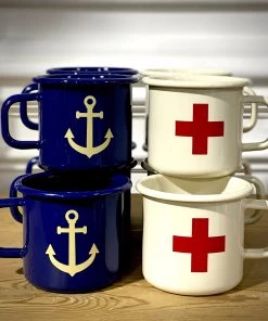 Scout House SCOUT Enamel Mug 350mls - Cream With Red Cross Homewares