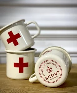 Scout House SCOUT Enamel Mug 350mls - Cream With Red Cross Homewares