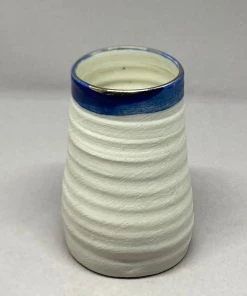 Bridget Bodenham - Small Cylindrical Vase - White And Blue