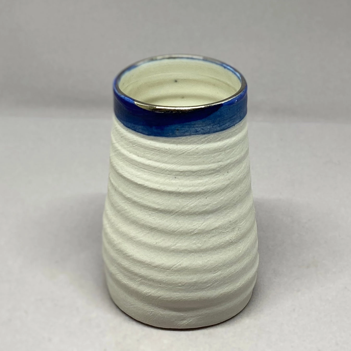 Bridget Bodenham - Small Cylindrical Vase - White And Blue