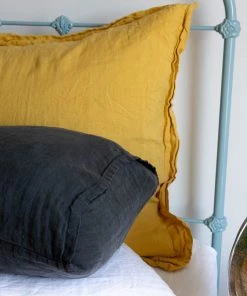 Scout House Scout Portuguese Linen Quilt Cover Set - Queen- Mustard Textiles