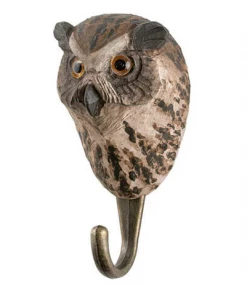 Scout House Hand Carved Wooden Wall Hook - Eagle Owl Gifts
