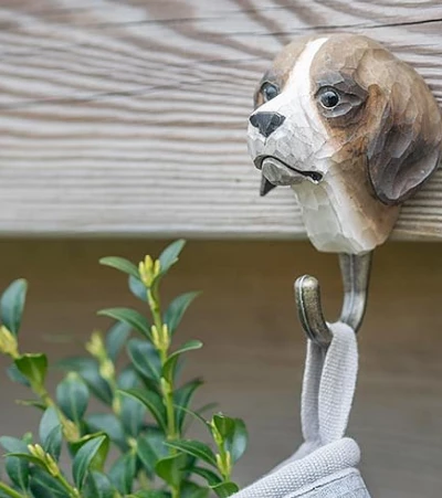 Scout House Hand Carved Wooden Wall Hook - Dog
