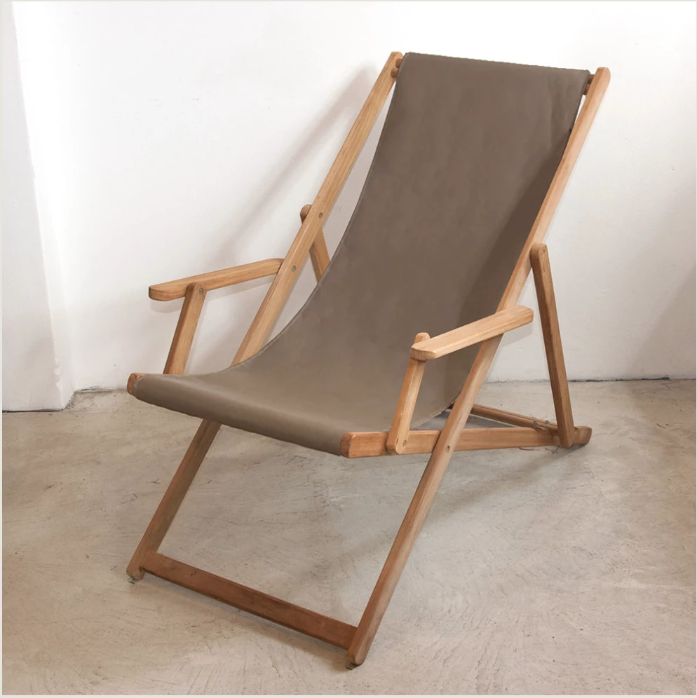 Scout Deck Chair In Plain Taupe With Arms Furniture