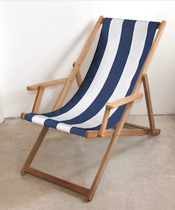 Scout Furniture Deck Chair In Navy Block Stripe With Arms