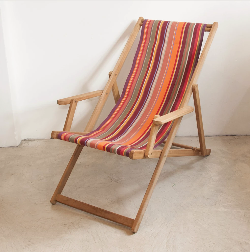 Scout Furniture Deck Chair With Arms - St. Vincent Rouge - With Cushion