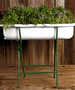 Scout House Vintage European Enamel Bath In Stand