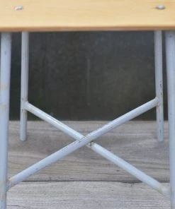 Scout House Vintage Ukraine Army Stool With Renewed Plywood Top