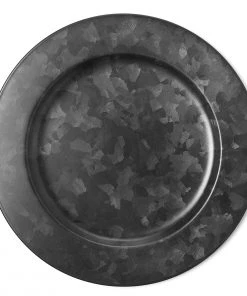 Chef Inox Galvanised Black Round Side Plate Wide Rim Black – 230mm Gifts