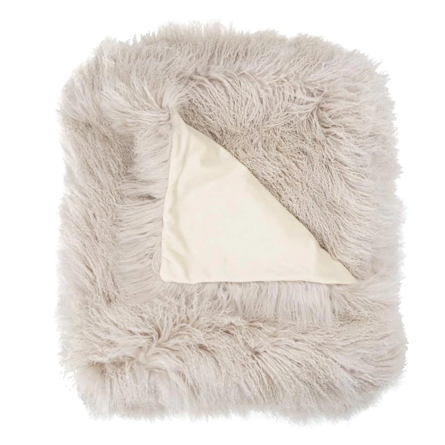 Scout House Gifts Mongolian Sheepskin Throw Blanket - Fawn