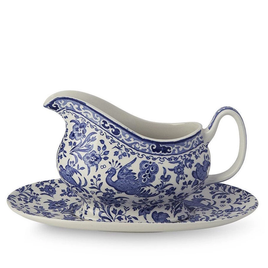 Burleigh UK Blue Regal Peacock- Sauce Boat And Stand Set Kitchenware