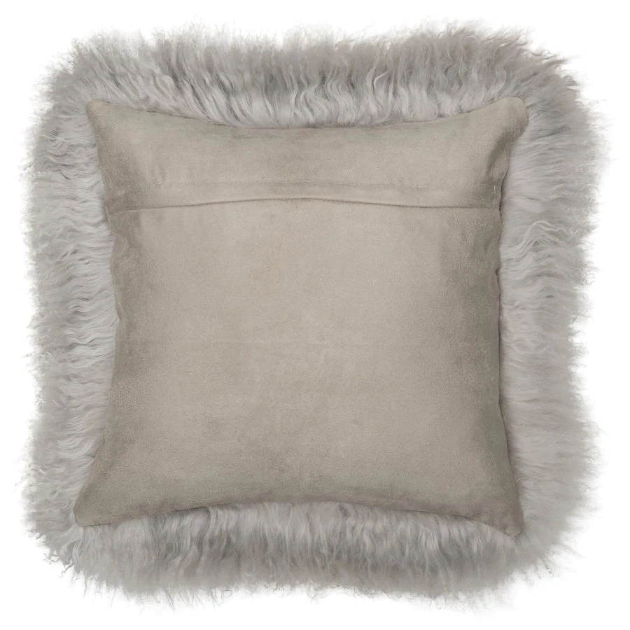 Scout House Mongolian Sheepskin Cushion - Light Grey 40 Cm