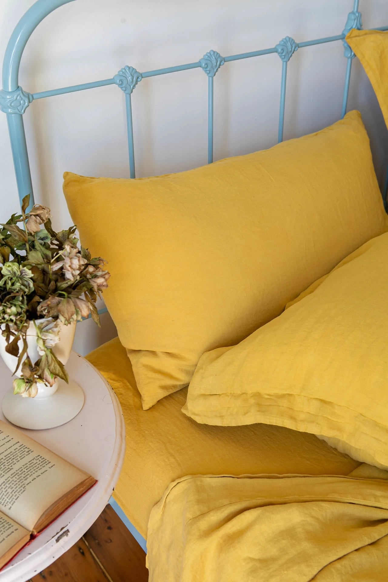 Scout House Textiles Scout Portuguese Linen Sheet Set- King - Mustard