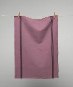 Homewares French Cotton & Linen Tea Towel Fig With Black Stripes By Charvet Editions