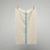 Homewares French 100% Linen 'Doudou' Tea Towel In Natural With Aqua Stripe By Charvet Editions
