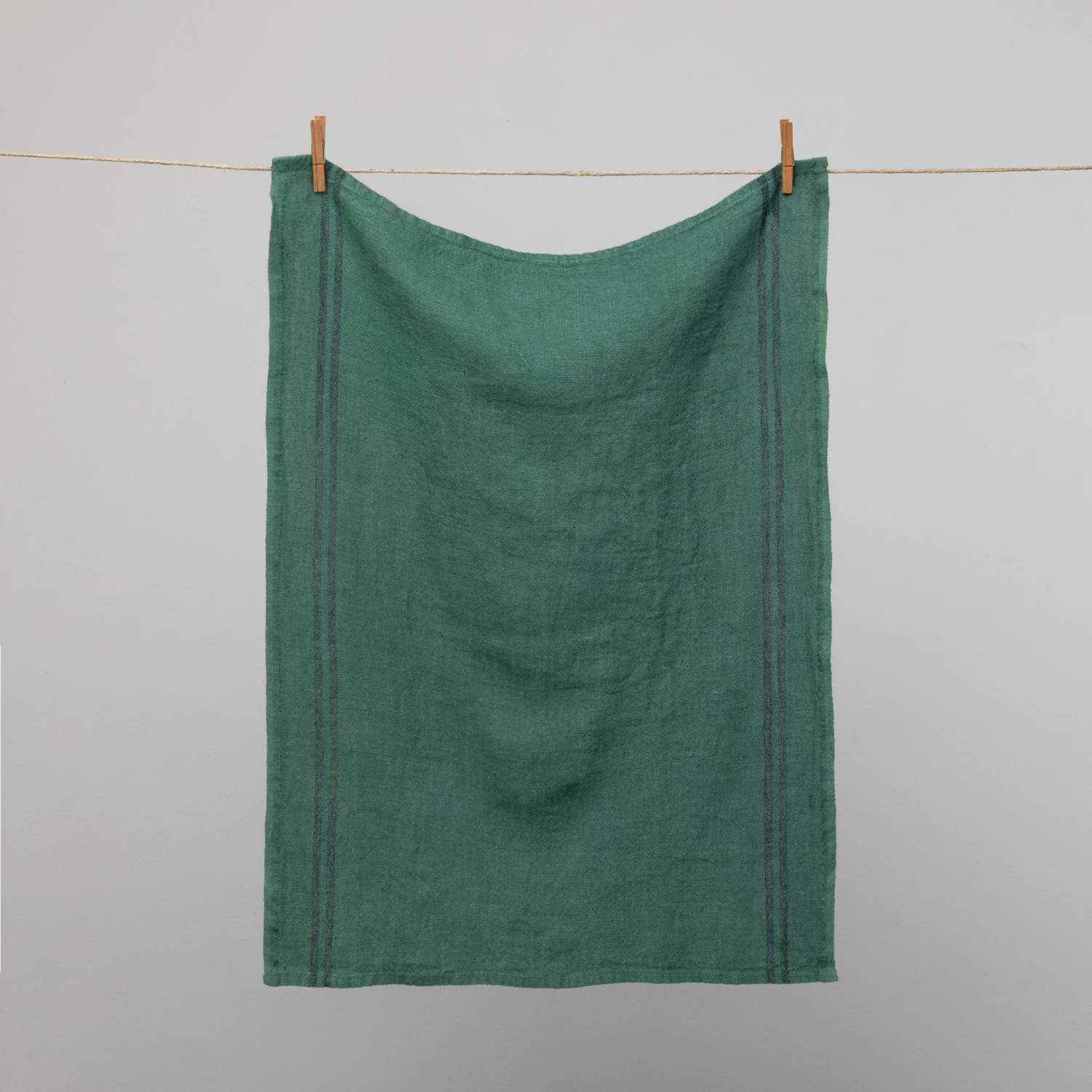 French 100% Linen 'Pays' Tea Towel Forest With Black Stripes By Charvet Editions