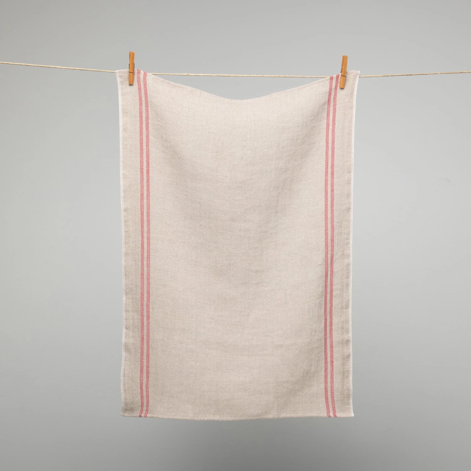 Homewares French 100% Linen 'Pays' Natural With Red Stripe Tea Towel By Charvet Editions