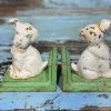 Scout House White Puppy Bookends